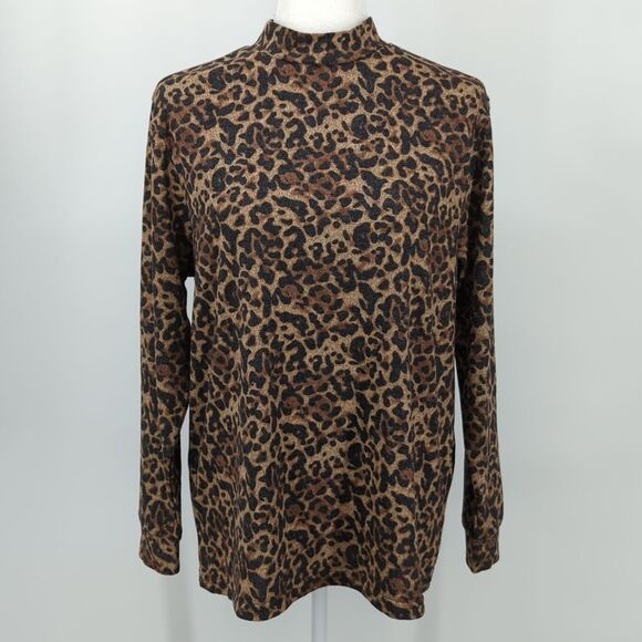 BB Dakota Steve Madden Umber Knit Cheetah Animal Print Turtleneck Sweater 1X NWT - Picture 1 of 8